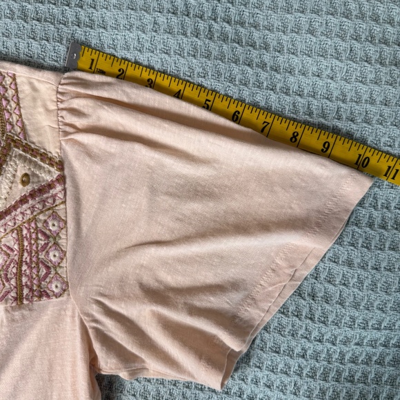 NWT Lucky Brand Embroidered Peasant Top Womens Small Peach Pink Blouse Shirt NEW - Picture 7 of 8